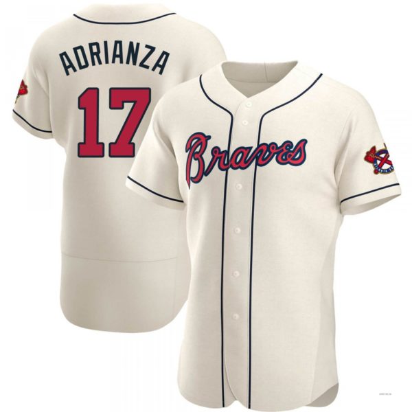 Atlanta Braves #17 Ehire Adrianza Cream Alternate Jersey Stitches Baseball Jerseys