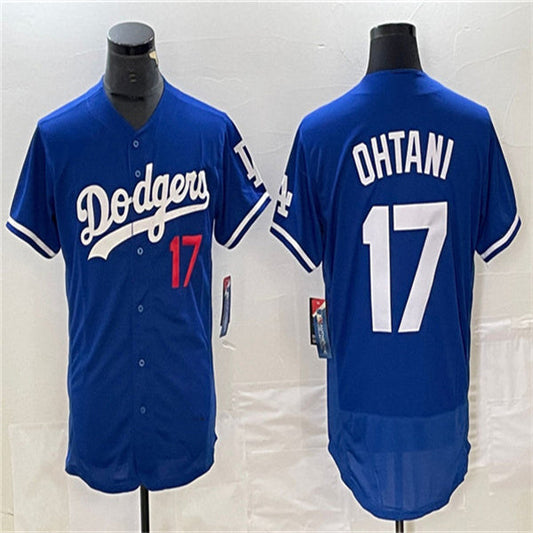 Los Angeles Dodgers #17 Shohei Ohtani Blue Home Authentic Patch Jersey Baseball Jerseys