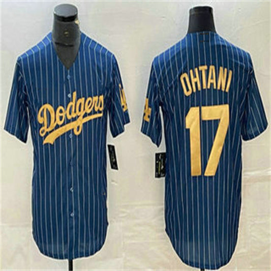 Los Angeles Dodgers #17 Shohei Ohtani Blue Gold Home Authentic Patch Jersey Baseball Jerseys