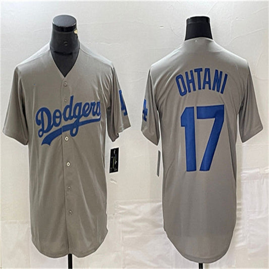Los Angeles Dodgers #17 Shohei Ohtani Gray Home Authentic Patch Jersey Baseball Jerseys