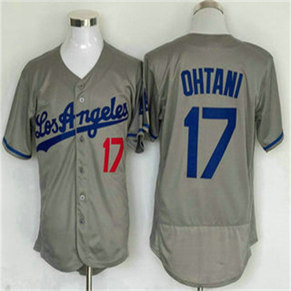 Los Angeles Dodgers #17 Shohei Ohtani Gray Home Authentic Patch Jersey Baseball Jerseys