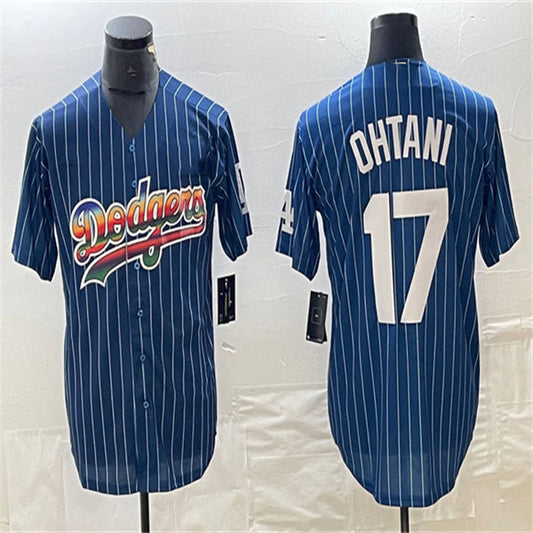 Los Angeles Dodgers #17 Shohei Ohtani Navy Home Authentic Patch Jersey Baseball Jerseys