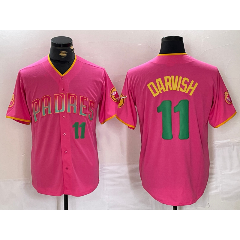 San Diego Padres #11 Yu Darvish Pink KLUNKIM Player Number Fashion Jersey