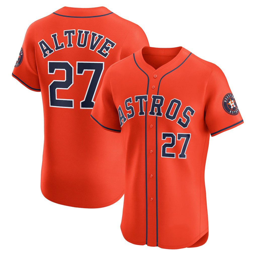 Houston Astros #27 Jose Altuve Orange KLUNKIM Alternate Elite Player Jersey