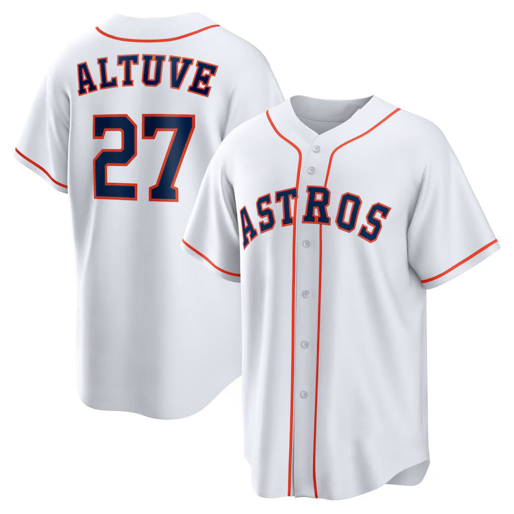 Houston Astros #27 Jose Altuve White KLUNKIM Home Replica Player Name Jersey