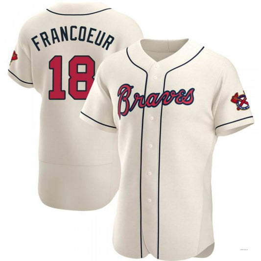 Atlanta Braves #18 Jeff Francoeur Cream Alternate Jersey Stitches Baseball Jerseys