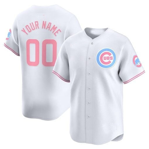 Custom Chicago Cubs Bubblegum Pink Vapor Premier Limited Jersey ¨C White KLUNKIM