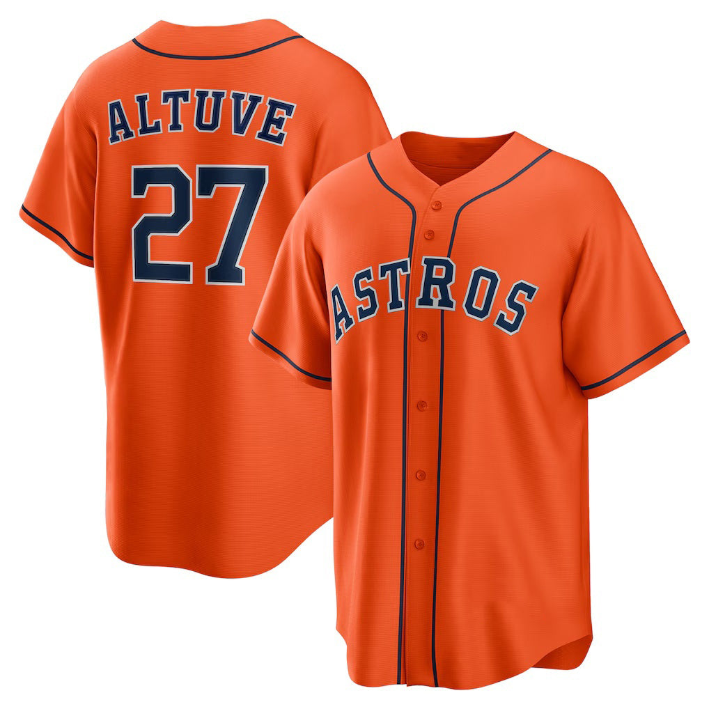 Houston Astros #27 Jose Altuve Orange KLUNKIM Alternate Replica Player Name Jersey