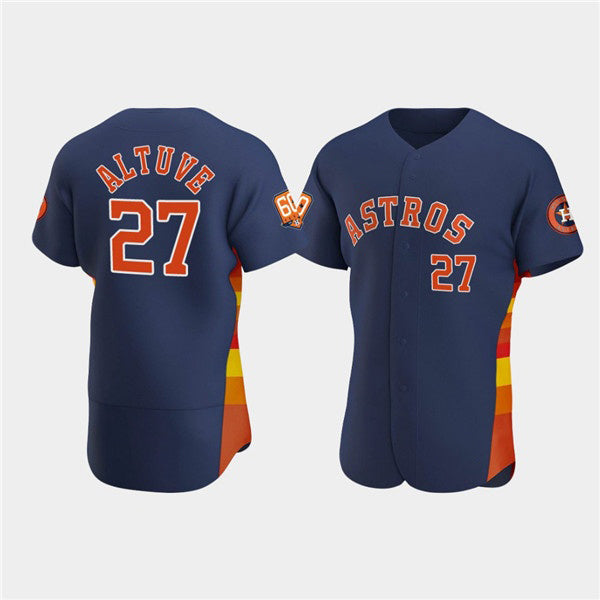 Houston Astros #27 Jose Altuve Navy KLUNKIM 60th Anniversary Flex Base Stitched Jersey