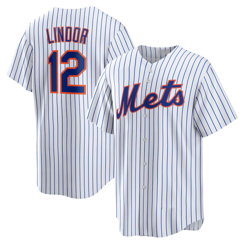 New York Mets #12 Francisco Lindor White KLUNKIM Home Replica Player Jersey