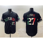 Houston Astros #27 Jose Altuve Black KLUNKIM Mexico With World Serise Champions Patch Cool Base Stitched Jersey 2