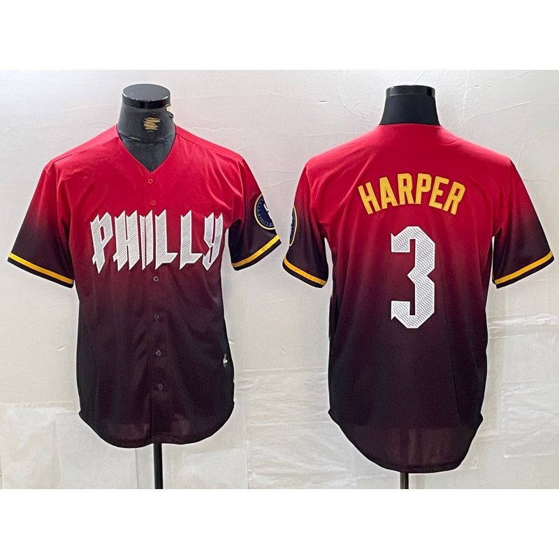 Philadelphia Phillies #3 Bryce Harper Red KLUNKIM 2024 City Cool Base Jersey