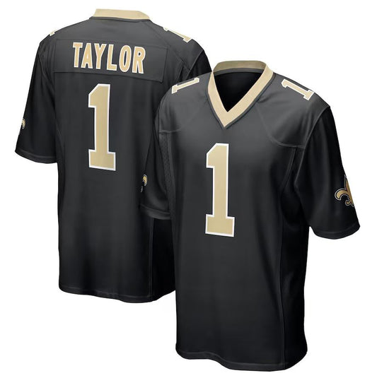 NO.Saints #1 Alontae Taylor Black Game Player Jersey Stitched American Football Jerseys