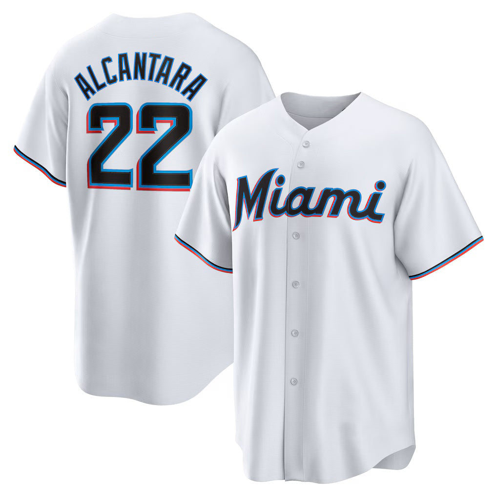 Miami Marlins #22 Sandy Alcantara White KLUNKIM Replica Player Jersey