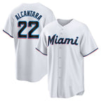 Miami Marlins #22 Sandy Alcantara White KLUNKIM Replica Player Jersey