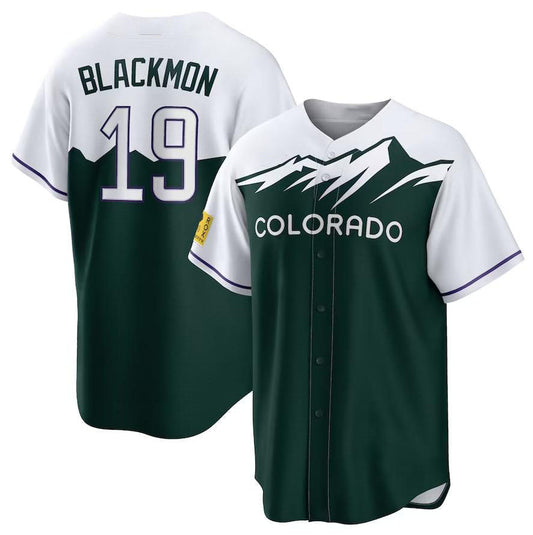 Colorado Rockies #19 Charlie Blackmon White Forest Green Home Replica Player Name Jersey Baseball Jerseys