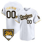 Custom Los Angeles Dodgers 2024 Spring Training Patch Vapor Premier Limited Jersey ¨C White Gold KLUNKIM