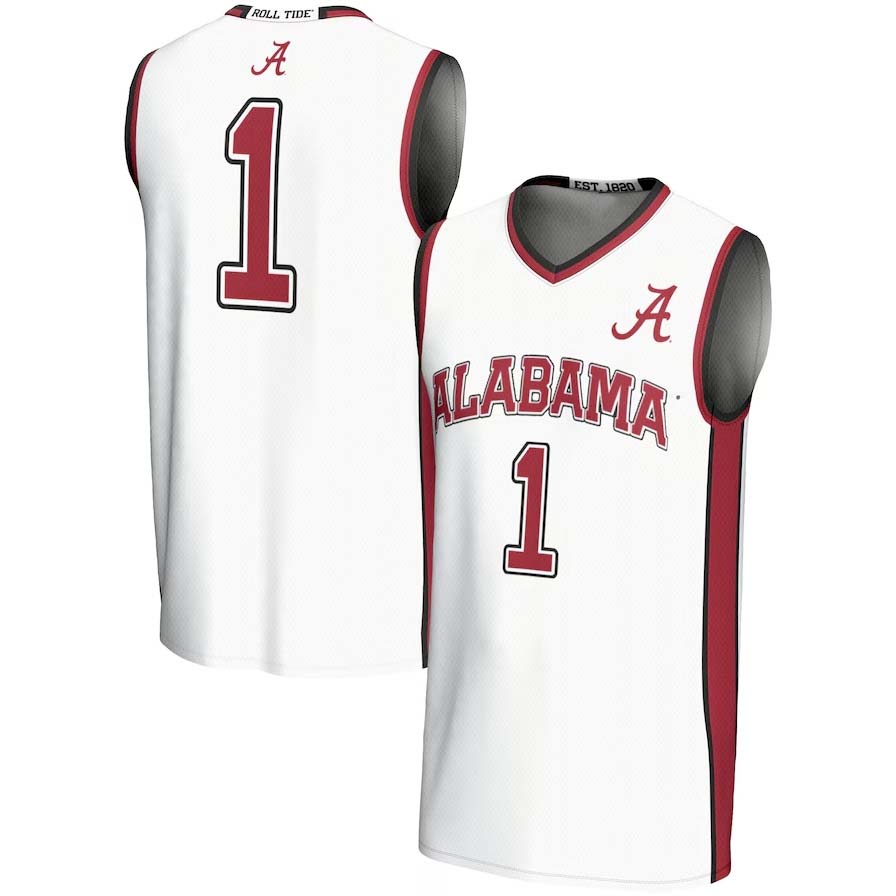 #1 A.Crimson Tide GameDay Greats Lightweight Basketball Jersey - White Stitched American College Jerseys