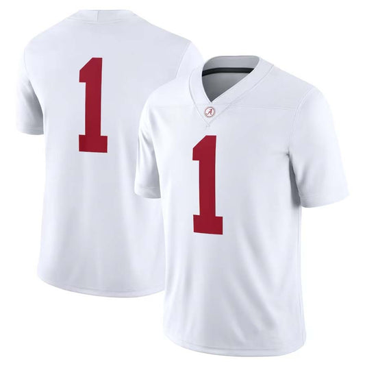 #1 A.Crimson Tide Game Jersey - White Stitched American Football Jersey College Jerseys