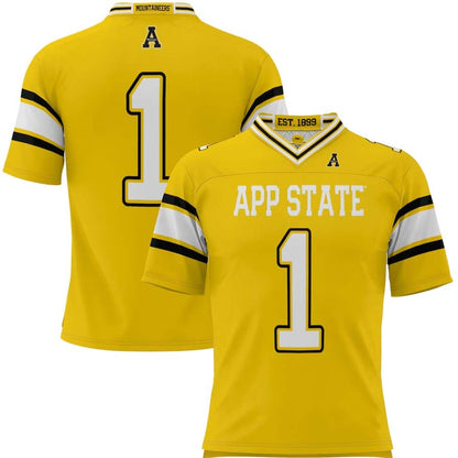 #1 A.State Mountaineers GameDay Greats Endzone Football Jersey - Gold Stitched American College Jerseys