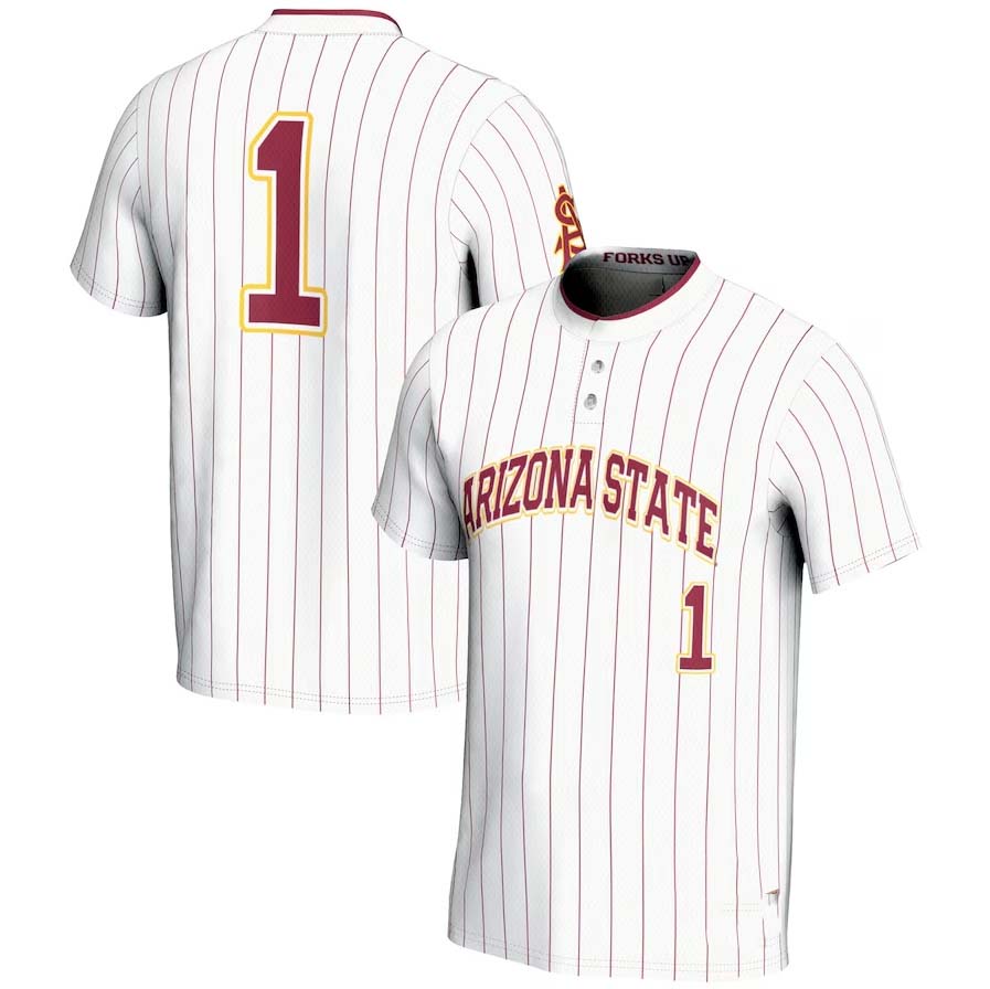 #1 A.State Sun Devils GameDay Greats Lightweight Softball Jersey - White Stitched American College Jerseys