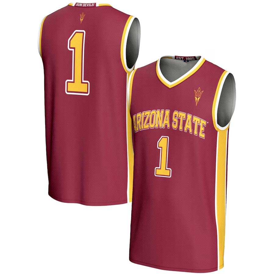 #1 A.State Sun Devils GameDay Greats Unisex Lightweight Basketball Jersey - Maroon Stitched American College Jerseys