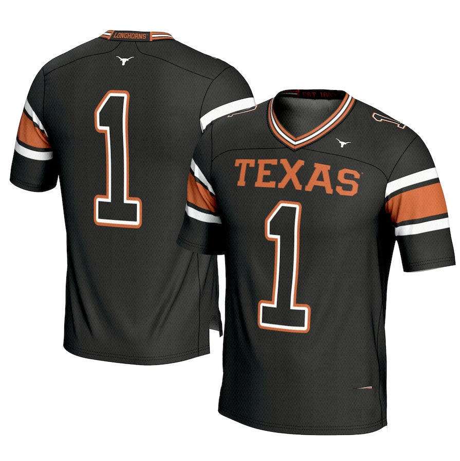 #1 T.Longhorns GameDay Greats Football Jersey - Black American College Jerseys