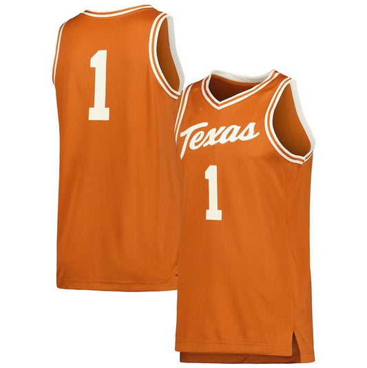 #1 T.Longhorns Retro Replica Basketball Jersey - Cream American College Jerseys