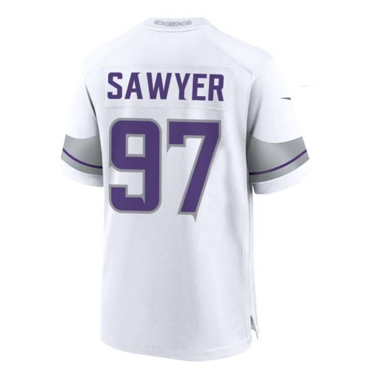 MN.Vikings #97 Talance Sawyer Team Game Jersey - White American Football Jerseys