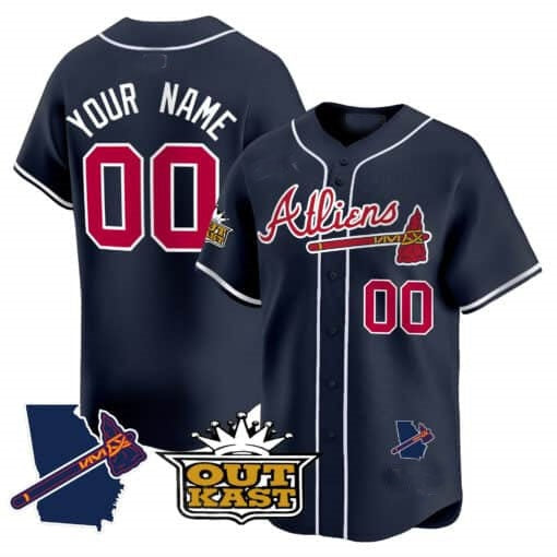Custom Atlanta Braves Atliens Vapor Premier Limited Jersey V2 - Navy KLUNKIM
