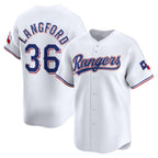 Texas Rangers #36 Wyatt Langford White KLUNKIM Home Limited Player Jersey