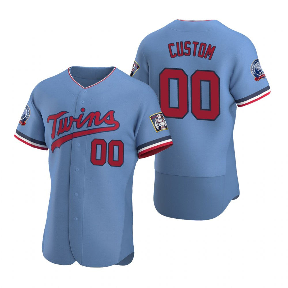 Custom Minnesota Twins Light Blue KLUNKIM Stitched Flex Base Jersey