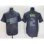 Tampa Bay Rays #2 Yandy Diaz Charcoal KLUNKIM 2024 City Connect Limited Stitched Jersey