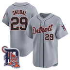 Detroit Tigers #29 Tarik Skubal Gray KLUNKIM Logo Patch Vapor Premier Limited Stitched Jersey