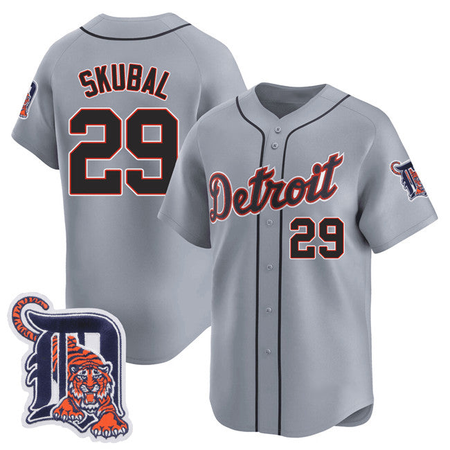 Detroit Tigers #29 Tarik Skubal Gray KLUNKIM Logo Patch Vapor Premier Limited Stitched Jersey