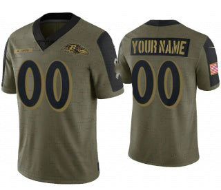 Custom B.Ravens Olive KLUNKIM ACTIVE PLAYER 2021 Salute To Service Limited Stitched Jersey