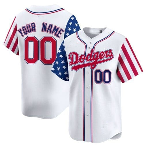 Custom Los Angeles Dodgers White 2024 Independence Day Vapor Premier Limited Jersey V2 ¨C All Stitched-White KLUNKIM