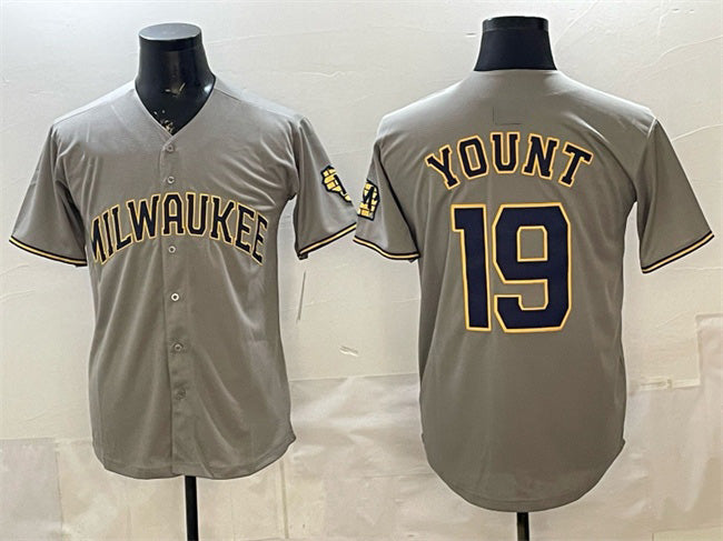 Milwaukee Brewers #19 Robin Yount Grey KLUNKIM Home Limited Stitched Jersey