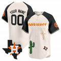 Custom Houston Astros Cactus Jack Patch Vapor Premier Limited Jersey V9 ¨C Cream Black KLUNKIM