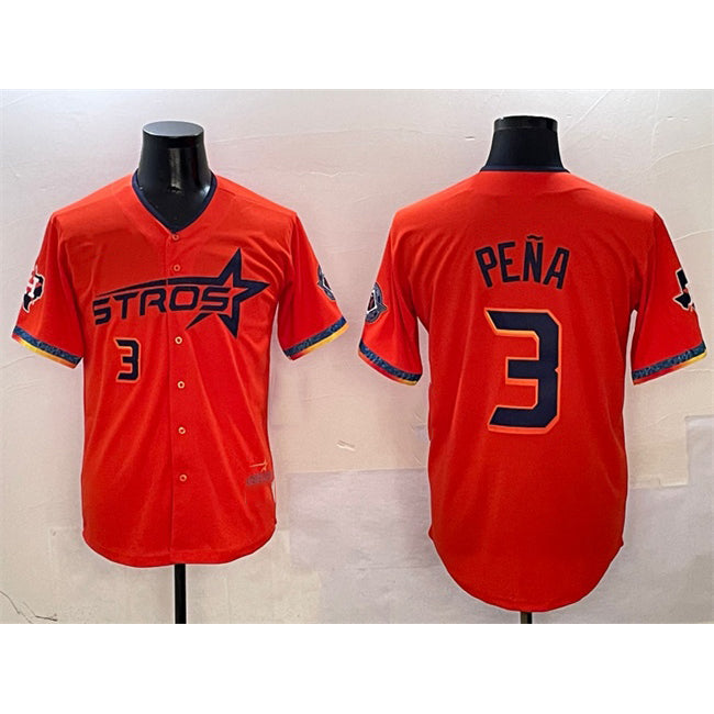 Houston Astros #3 Jeremy Pena Orange KLUNKIM 2025 City Connect With Texas Patch Limited Stitched Jersey