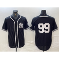 New York Yankees #99 Aaron Judge No Name Black White KLUNKIM Cool Base Stitched Jersey