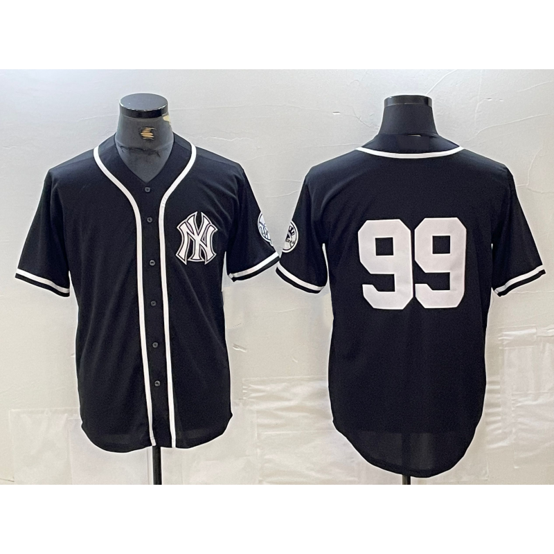 New York Yankees #99 Aaron Judge No Name Black White KLUNKIM Cool Base Stitched Jersey