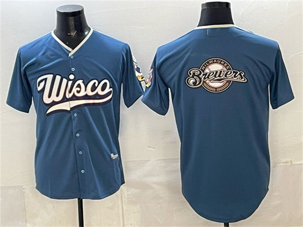 Milwaukee Brewers Team Big Logo Mineral Blue KLUNKIM 2026 City Connect Stadium Stitched Jersey