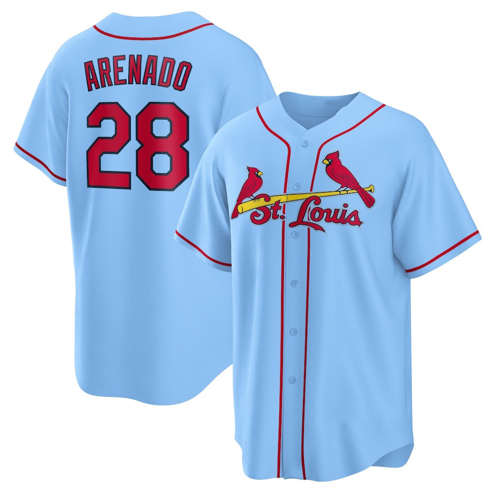 St. Louis Cardinals #28 Nolan Arenado Light Blue KLUNKIM Alternate Official Replica Player Jersey