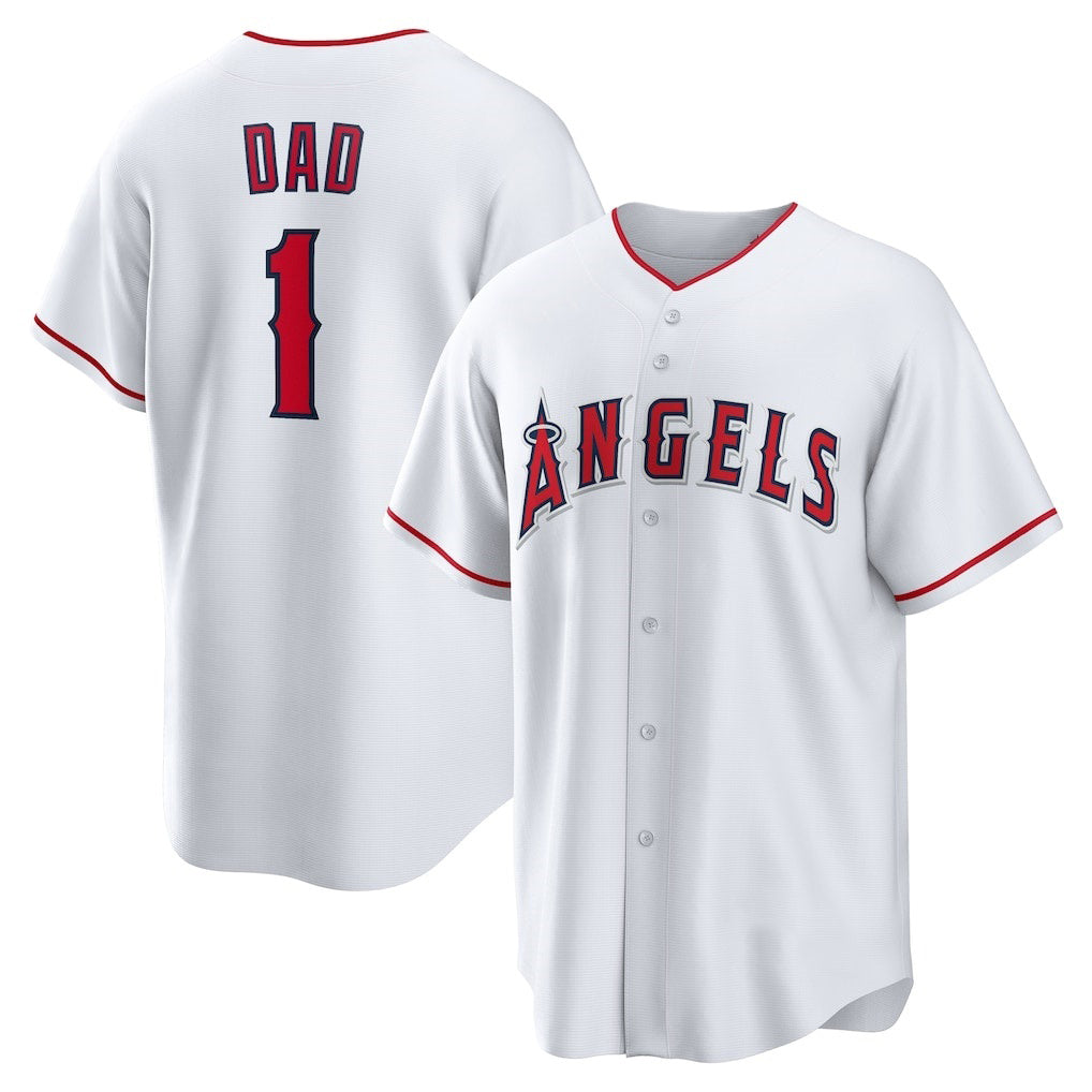 Los Angeles Angels #1 Dad White KLUNKIM Home Replica Jersey