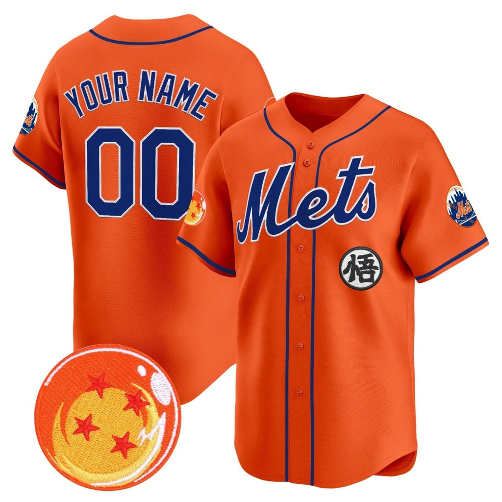 Custom New York Mets x Dragon Ball Orange KLUNKIM Vapor Premier Limited Jersey - All Stitched