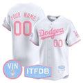 Custom Los Angeles Dodgers Vin ITFDB Patch Bubblegum Pink Vapor Premier Limited Jersey ¨C White KLUNKIM