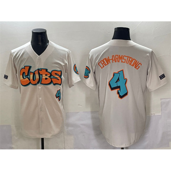 Chicago Cubs #4 Pete Crow-Armstrong Cream KLUNKIM 'Graffiti North Side Edition' Vapor Premier Limited Stitched Jersey
