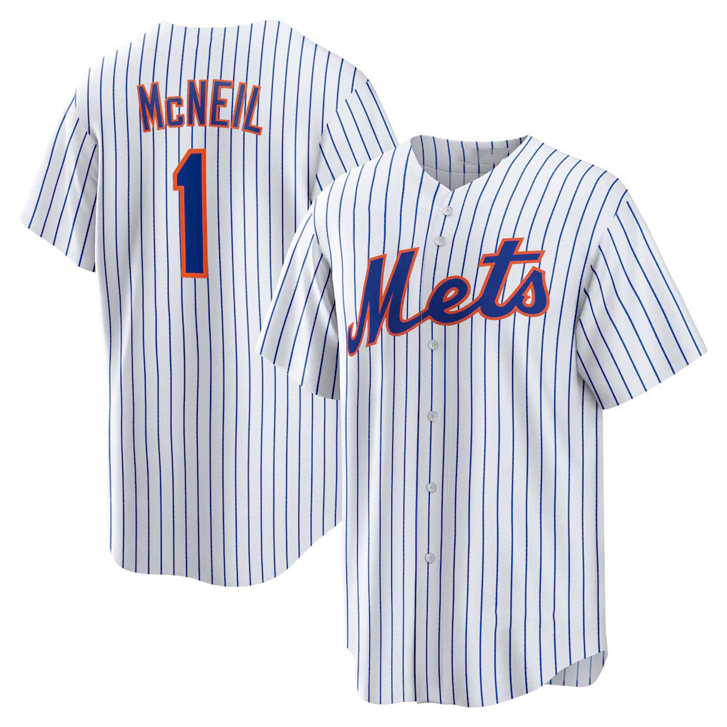 New York Mets #1 Jeff McNeil White KLUNKIM Home Replica Player Jersey
