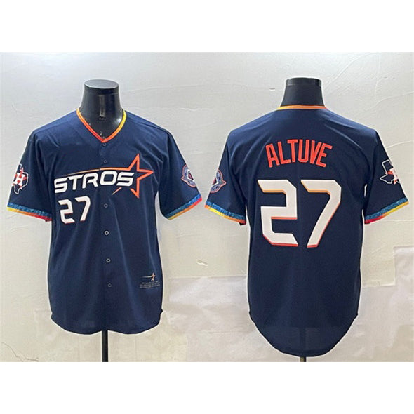 Houston Astros #27 Jose Altuve Navy KLUNKIM 2025 City Connect With Texas Patch Limited Stitched Jersey